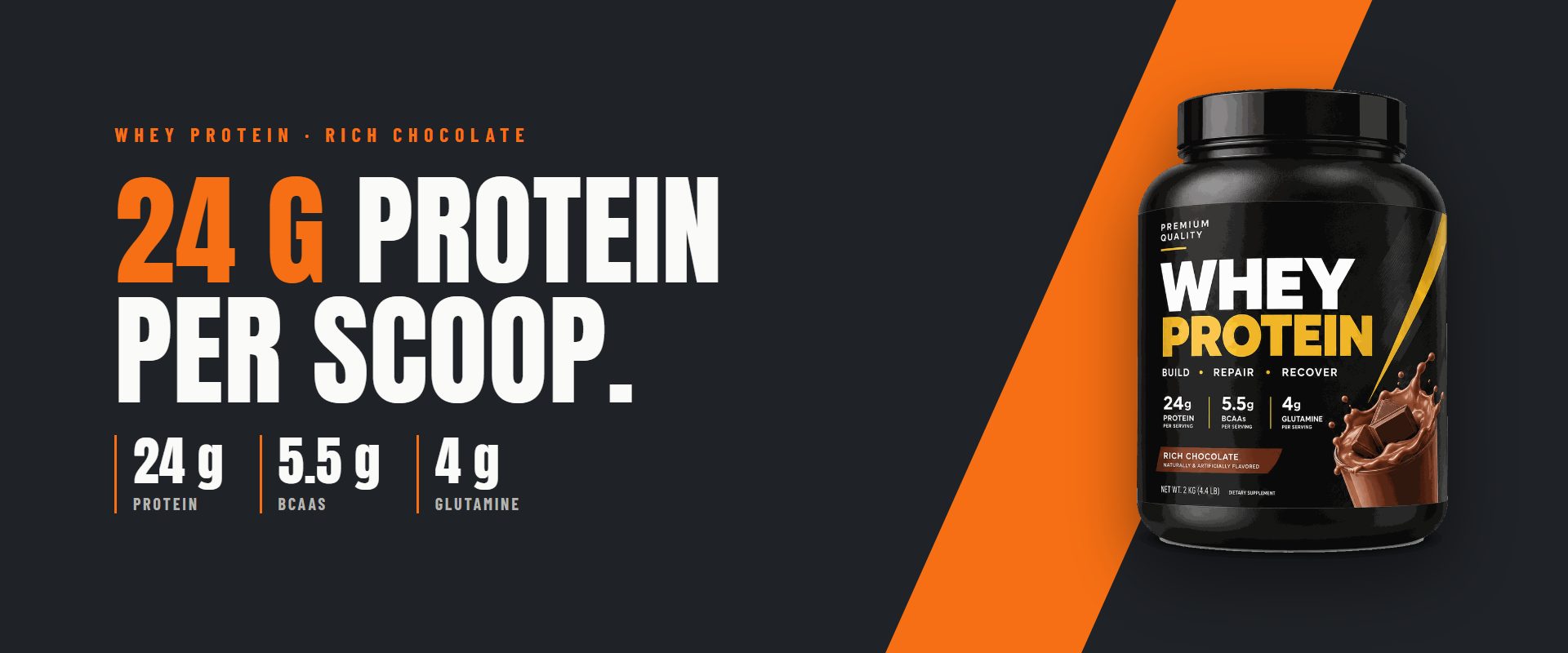 Androgenix Whey Protein Rich Chocolate — 24 g protein per scoop